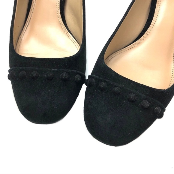 Tory Burch black suede leather stud Colt low block heels pumps 7 chunky slip-on - Picture 3 of 16